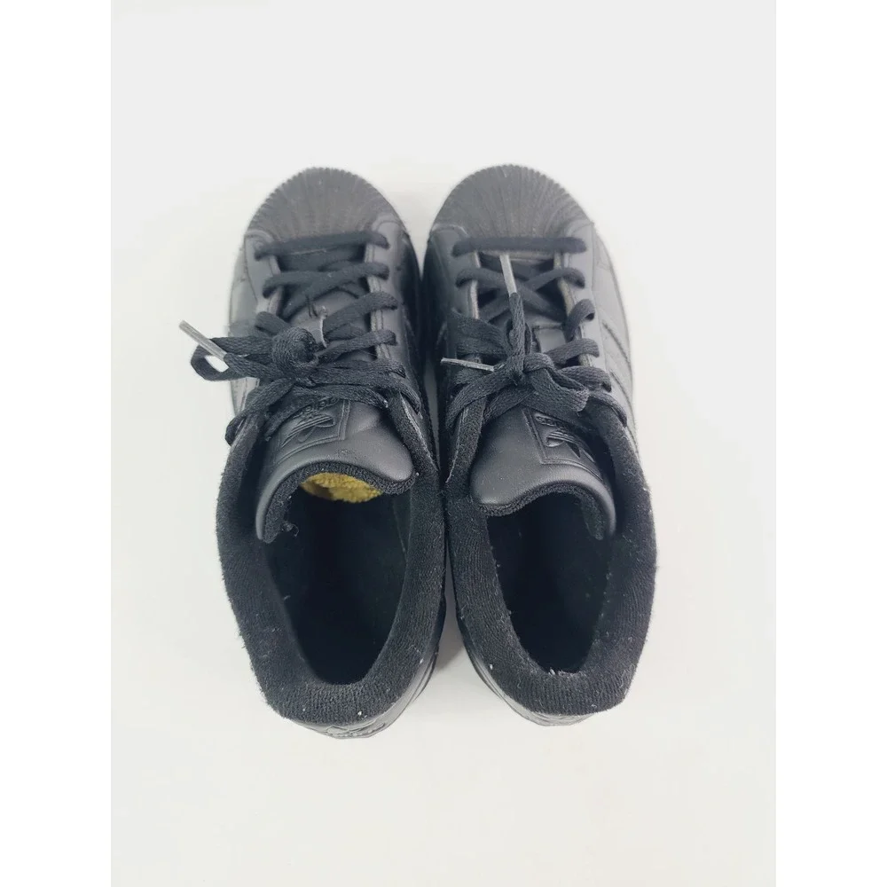 Adidas, Leather Casual Superstar‎ Sneakers, Boys, Size 2, Black Color